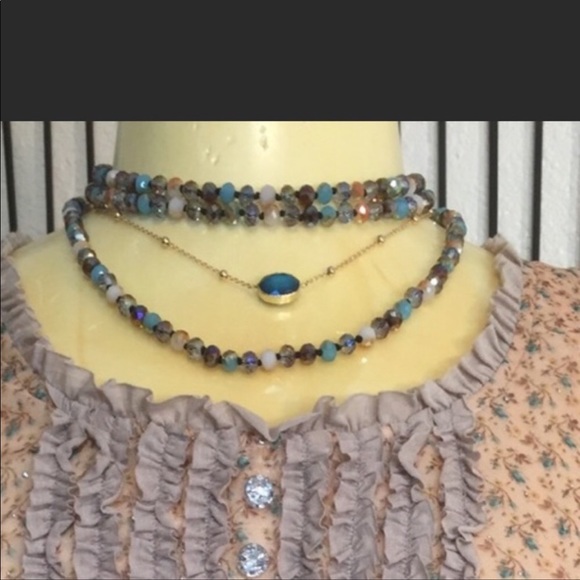 2 CRYSTAL LONG NECKLACE/ER SET - Picture 4 of 4